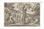 Judgment of Paris: Paris extends his hand toward Venus, who stands between Juno and…, ca. 1520-50 by Marcantonio Raimondi