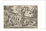 Judgment of Paris: Paris extends his hand toward Venus, who stands between Juno and…, ca. 1520-50 by Marcantonio Raimondi