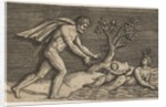 A naked man pursing a naiad and a cupid into the water, ca. 1515-27 by Marco Dente