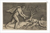 A naked man pursing a naiad and a cupid into the water, ca. 1515-27 by Marco Dente