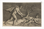 A naked man pursing a naiad and a cupid into the water, ca. 1515-27 by Marco Dente