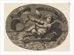 Eros escaping by sea using his bow to propel a boat made from his quiver with an ar…, ca. 1515-27 by Marco Dente
