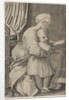 The Virgin in profile facing right reading to the infant Christ, ca. 1515-27 by Marco Dente (attributed to)