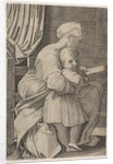 The Virgin in profile facing right reading to the infant Christ, ca. 1515-27 by Marco Dente (attributed to)