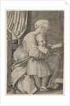 The Virgin in profile facing right reading to the infant Christ, ca. 1515-27 by Marco Dente (attributed to)