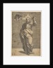 Christ standing facing forward, holding a cross with a banner and raising his left …, ca. 1515-27 by Marco Dente
