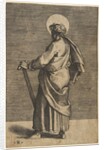 Saint Simon standing facing left, holding a saw and a book, ca. 1515-27 by Marco Dente