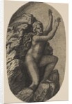 Eurydice naked standing on a rock, her arms raised to the right, ca. 1515-27 by Marco Dente