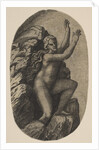 Eurydice naked standing on a rock, her arms raised to the right, ca. 1515-27 by Marco Dente