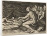 A group of figures at right witnessing a shipwreck, ca. 1515-27 by Marco Dente