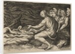 A group of figures at right witnessing a shipwreck, ca. 1515-27 by Marco Dente
