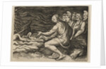 A group of figures at right witnessing a shipwreck, ca. 1515-27 by Marco Dente