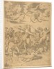 Galatea riding in a shell pulled through the water by dolphins, a cupid below and f…, ca. 1515-27 by Marco Dente