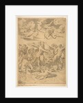 Galatea riding in a shell pulled through the water by dolphins, a cupid below and f…, ca. 1515-27 by Marco Dente