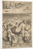 Venus and Cupid riding two sea monsters, Cupid raises an arrow in his right hand, t…, ca. 1515-27 by Marco Dente