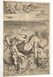 Venus and Cupid riding two sea monsters, Cupid raises an arrow in his right hand, t…, ca. 1515-27 by Marco Dente