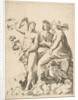 Juno, Ceres, and Psyche in the clouds conversing, Juno seated with a peacock at her…, ca. 1515-27 by Marco Dente
