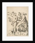Juno, Ceres, and Psyche in the clouds conversing, Juno seated with a peacock at her…, ca. 1515-27 by Marco Dente