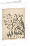 Juno, Ceres, and Psyche in the clouds conversing, Juno seated with a peacock at her…, ca. 1515-27 by Marco Dente