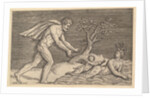 Speculum Romanae Magnificentiae: Naked Man Pursuing a Naiad, ca. 1515-1527 by Marco Dente
