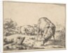 Sheep, from a set of 16 plates, 1664 by Marcus de Bye