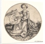 Shield with Swan Held by Woman, ca. 1435-1491 by Martin Schongauer
