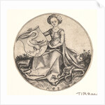 Shield with Swan Held by Woman, ca. 1435-1491 by Martin Schongauer