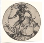 Shield with Greyhound Held by Wild Man, ca. 1435-1491 by Martin Schongauer