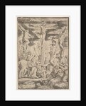 The conversion of the Centurion who flings his arms open before Christ on the cross, 1532 by Master of the Die