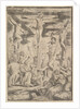 The conversion of the Centurion who flings his arms open before Christ on the cross, 1532 by Master of the Die