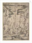 The conversion of the Centurion who flings his arms open before Christ on the cross, 1532 by Master of the Die