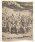 Christ seated on the tomb supported by angels, 1530-60 by Master of the Die