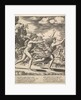 Apollo chasing Daphne who throws her arms up, in the background at right shows the mome…, 1530-60 by Master of the Die