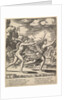 Apollo chasing Daphne who throws her arms up, in the background at right shows the mome…, 1530-60 by Master of the Die
