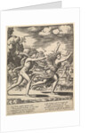 Apollo chasing Daphne who throws her arms up, in the background at right shows the mome…, 1530-60 by Master of the Die