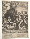 Daphne embracing her father, the river-god Peneus, at the left three nymphs bring jars …, 1530-60 by Master of the Die