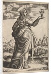 The Magdalene standing facing right, jar held in her raised right hand, 1530-60 by Master of the Die