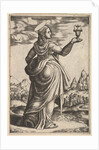 The Magdalene standing facing right, jar held in her raised right hand, 1530-60 by Master of the Die