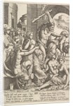 Envy or Avarice at the right being driven from the temple of the Muses by Hercules who …, 1530-60 by Master of the Die