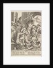 Envy or Avarice at the right being driven from the temple of the Muses by Hercules who …, 1530-60 by Master of the Die