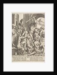 Envy or Avarice at the right being driven from the temple of the Muses by Hercules who …, 1530-60 by Master of the Die