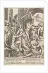 Envy or Avarice at the right being driven from the temple of the Muses by Hercules who …, 1530-60 by Master of the Die