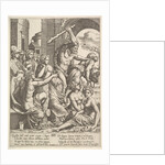Envy or Avarice at the right being driven from the temple of the Muses by Hercules who …, 1530-60 by Master of the Die