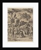 Christ carrying the cross surrounded by soldiers, several on horseback, 1530-60 by Master of the Die
