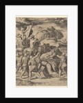 Christ carrying the cross surrounded by soldiers, several on horseback, 1530-60 by Master of the Die