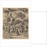 Christ carrying the cross surrounded by soldiers, several on horseback, 1530-60 by Master of the Die
