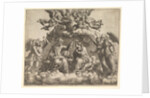 The coronation of the Virgin, Christ holding the crown over her head, God the Father bless…, 1532 by Master of the Die