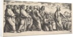 Christ standing at left indicating to a flock of sheep, before him kneels St. Peter hol…, 1530-60 by Master of the Die