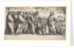 Christ standing at left indicating to a flock of sheep, before him kneels St. Peter hol…, 1530-60 by Master of the Die