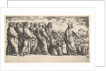 Christ standing at left indicating to a flock of sheep, before him kneels St. Peter hol…, 1530-60 by Master of the Die